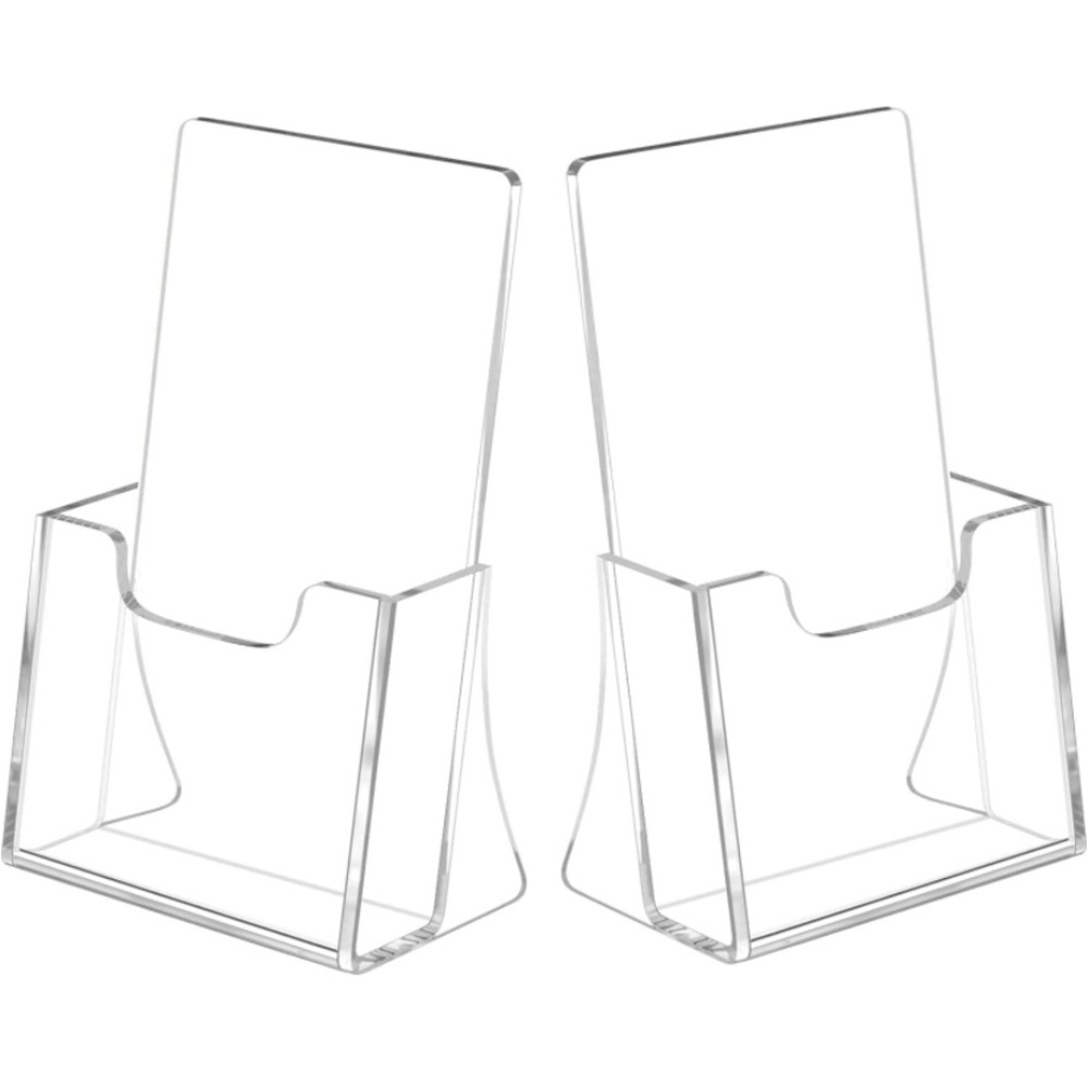NIUBEE Acrylic Brochure Holder for 4’’ Trifold Pages, Display Stand~2 Pack